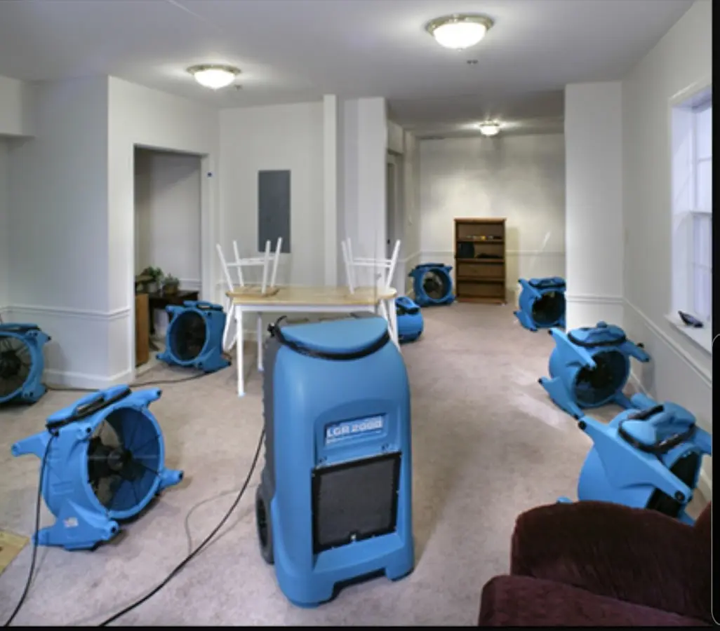 Air movers and dehumidifier setup for Water Extraction & Removal in Johnson City